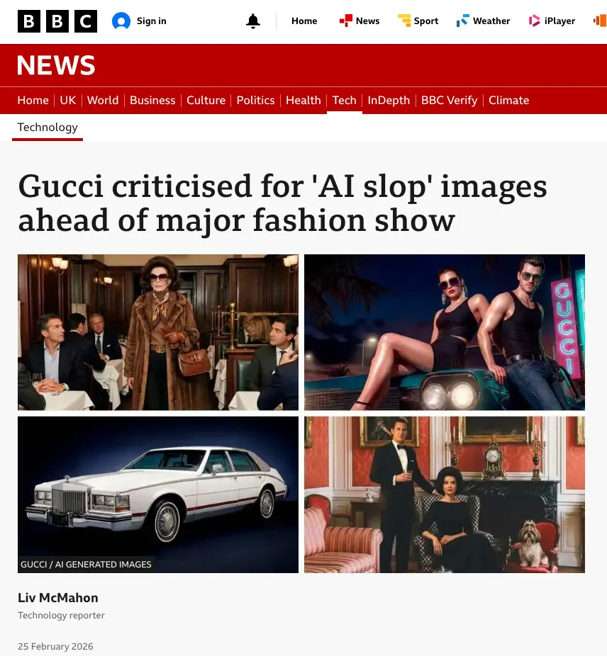 Gucci backlash from using AI for generating advertising images